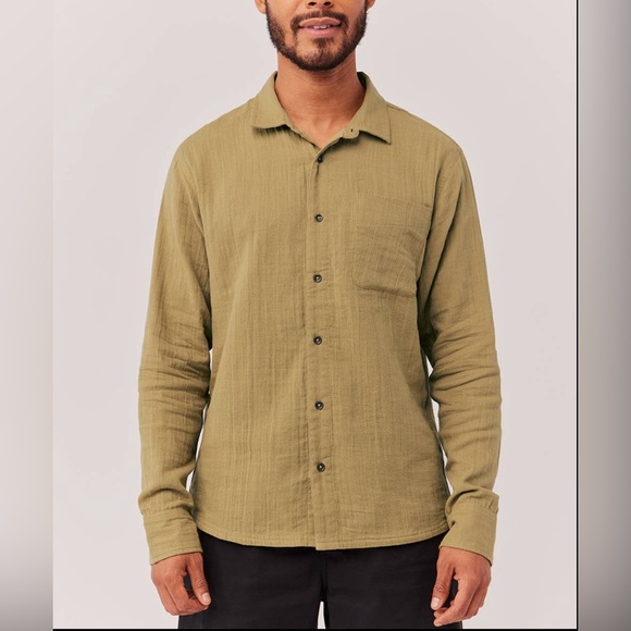Pact Other - NWT Pact L Organic Cotton Coastal Button Up Gauzy Shirt In Fennel - LAST ONE!